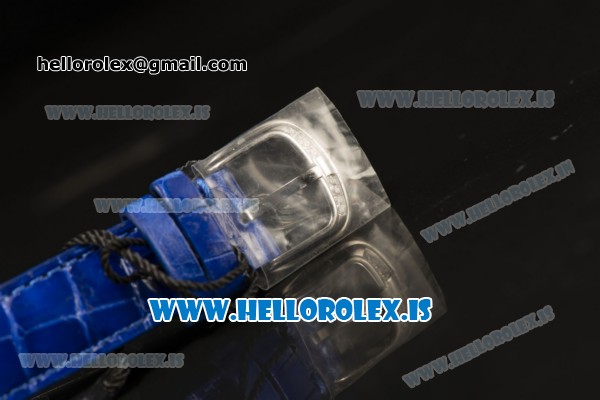 Franck Muller CINTREE CURVEX Diamond Bezel With Blue Calfskin Strap Swiss Ronda 762 Quartz White Dial - Click Image to Close